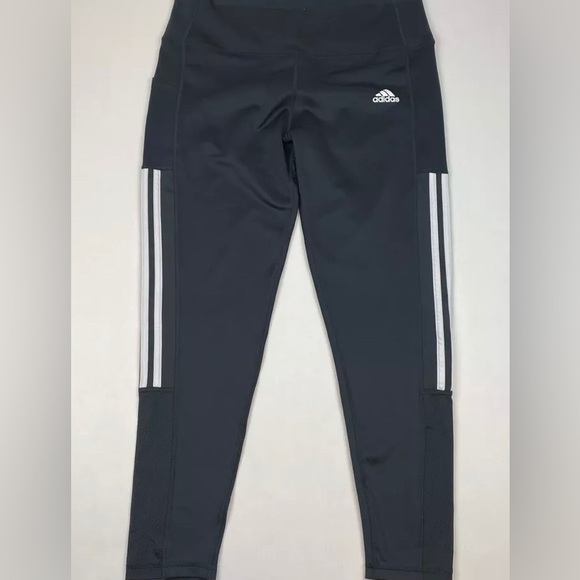 Adidas Aeroready 3 Stripe Dark Black Tights Women’s S - Picture 1 of 5